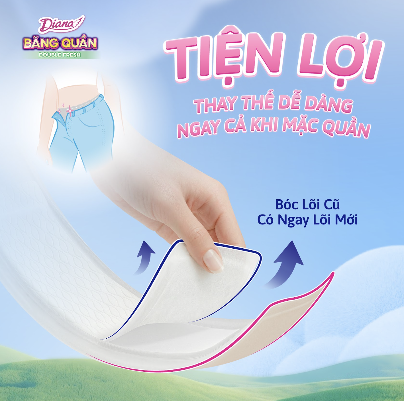 Thiết kế bóc lõi tiện lợi hỗ trợ thao tác thay mới nhanh gọn hơn, phù hợp với những lúc chỉ có ít phút nghỉ giữa ngày.