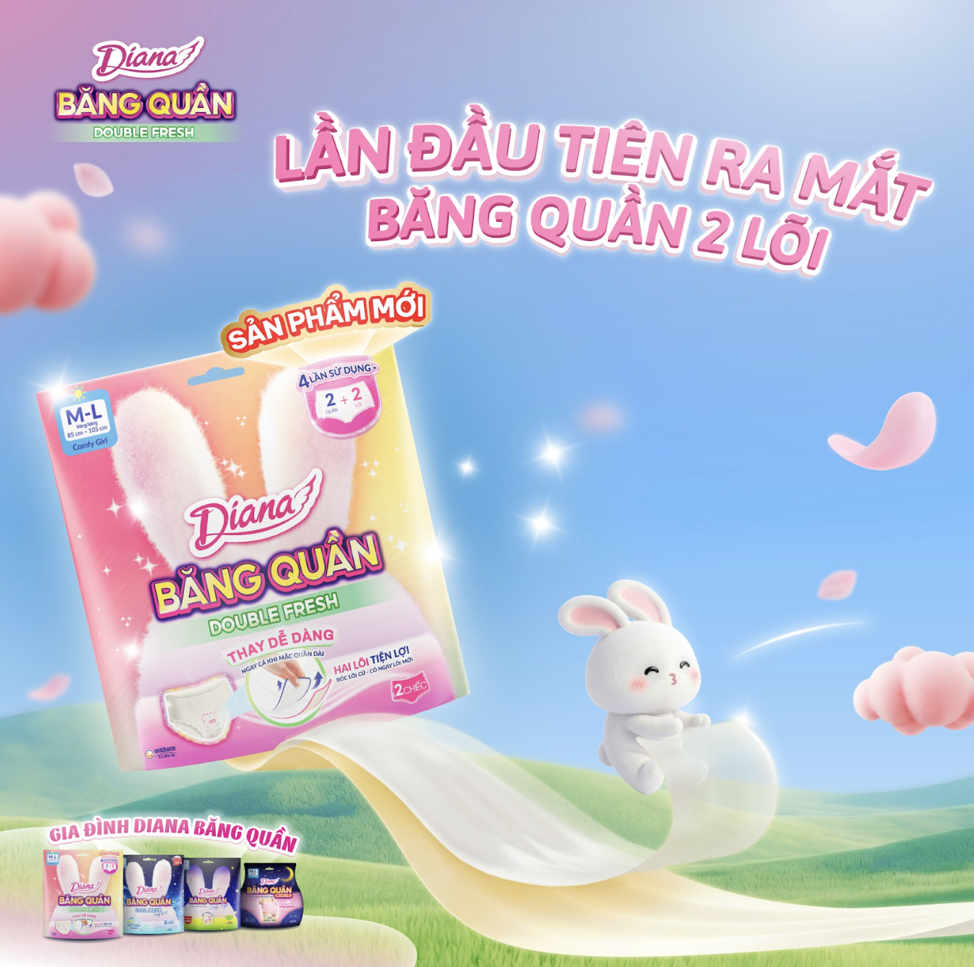 Diana Băng Quần Double Fresh 2 lõi là lựa chọn mới cho nhu cầu dùng ban ngày, hướng đến trải nghiệm thay mới nhanh gọn hơn trong lịch trình bận rộn.