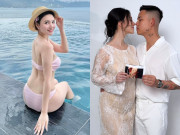 Bà bầu - Mỹ nhân VTV khoe bụng bầu 7 tháng với chồng thạc sĩ, xưa đẹp "đốt mắt" với bikini giờ bầu kín bưng vẫn quyến rũ