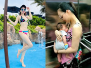 Bà bầu - Hotmom TP.HCM mặc bikini khoe dáng sau sinh đẹp nhức nhối, 2 năm sinh 2 con, bố những đứa trẻ cũng là nam thần