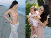 Bà bầu - Cô giáo hot girl ở TP.HCM khoe dáng sau sinh với bikini đẹp rụng rời, ái nữ lai Tây xinh như búp bê