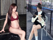 Bà bầu - Nữ sinh Phú Thọ sinh xong mặc bikini khoe body nuột nà giữa biển, con gái thừa hưởng nét xinh xắn từ mẹ hot girl