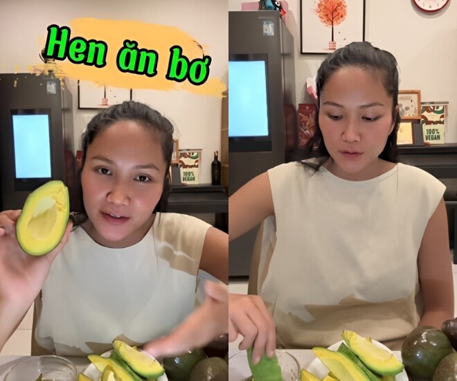 HHen Niê ăn bơ chấm nước mắm khi mang thai.