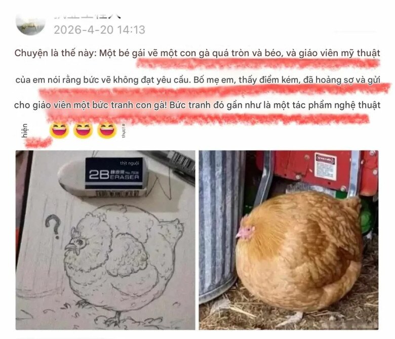 Bé vẽ con gà bị cô chấm amp;#34;Không đạt yêu cầu!amp;#34;, bố mẹ cung cấp hình ảnh thật khiến ai cũng bật cười - 1