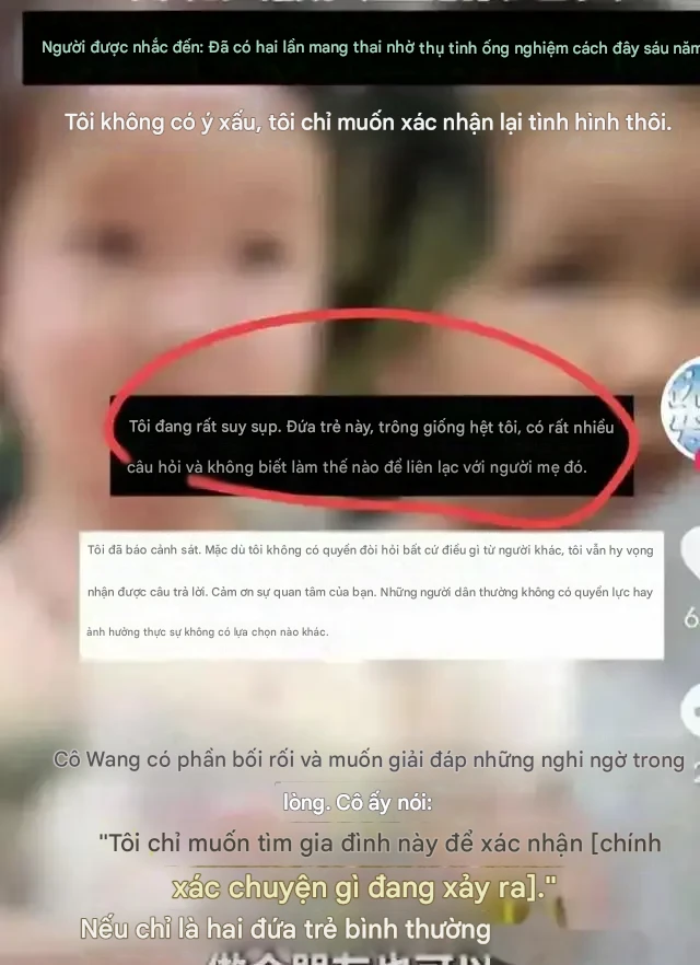 Bà Vương chia sẻ mọi chuyện lên mạng xã hội, rất mong được làm xét nghiện ADN với bé gái 2,5 tuổi.