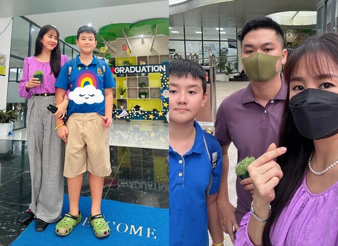 Lễ tốt nghiệp tiểu học của Cà Pháo cũng có sự tham gia của bố mẹ.