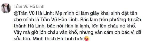 Mẹ đi khai sinh đặt tên con gái quá đẹp Trần Vũ Hàn Linh, nhân viên sửa thành cái tên khác, đứa trẻ giờ cảm ơn - 2