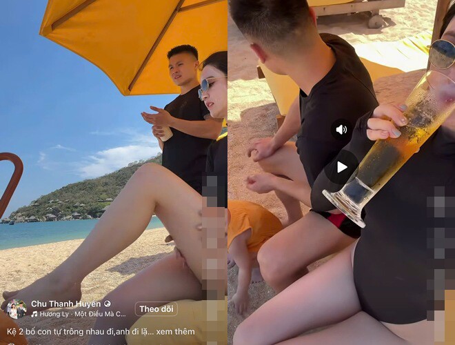 Quang Hải và vợ đại gia Chu Thanh Huyền đưa con đi trốn nóng ở Nha Trang, chồng chăm con, vợ thoải mái diện biniki khoe dáng - 4
