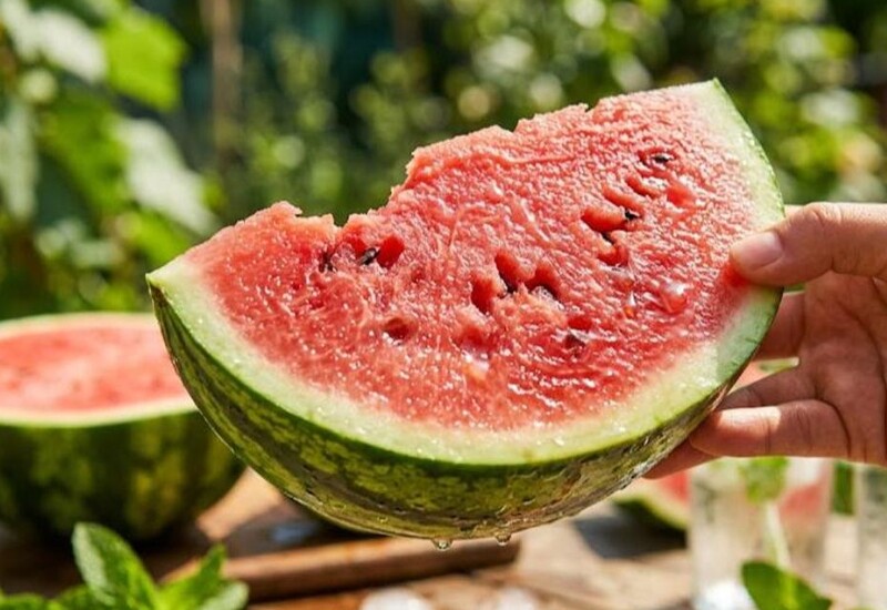 Được cấu tạo từ hơn 90% là nước, dưa hấu là loại quả giúp bổ sung độ ẩm tự nhiên cho cơ thể trong những ngày nắng nóng. Loại quả này còn chứa vitamin A, vitamin C cùng lycopene – chất chống oxy hóa có lợi cho sức khỏe tim mạch.
