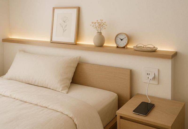 1. Tủ đầu giường trước đây gần như luôn xuất hiện 2 bên giường ngủ, vừa để đèn ngủ, vừa để đồ cá nhân, được xem là tiêu chuẩn của phòng ngủ hoàn chỉnh. Nhưng giờ diện tích phòng ngủ bị thu hẹp, những chiếc tủ này trở nên khá cồng kềnh và chiếm diện tích không cần thiết.