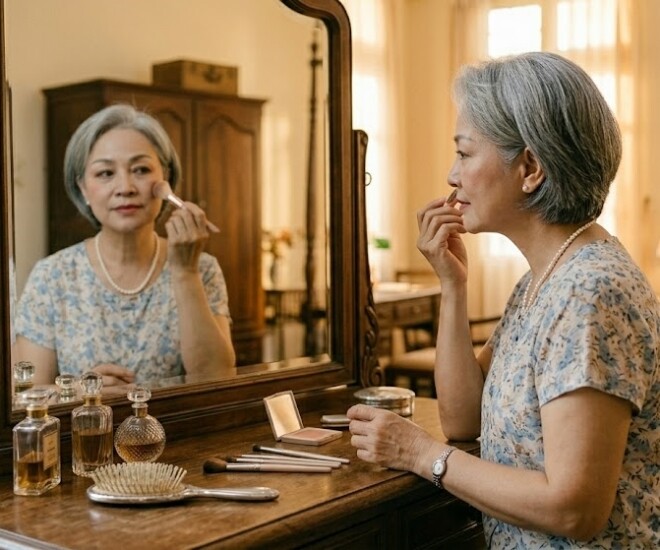 Trước khi đi xem mắt, tôi đã trang điểm nhẹ nhàng để trông đỡ già. (Ảnh minh họa)