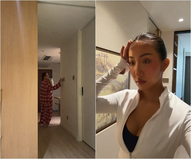 Hành lang dẫn vào các phòng được thiết kế tối giản với cửa lùa âm tường, giúp tối ưu diện tích và tạo nên dòng chảy không gian xuyên suốt, mạch lạc cho cả căn hộ.