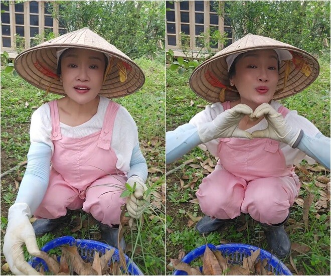 Nhiều người bảo thấy Tú Oanh lúc nào cũng hồn nhiên, tung tăng trong vườn nhưng đó là cách để nghệ sĩ U60 lấy lại năng lượng và sự tích cực. Dù đi trồng rau, nhổ cỏ, cô cũng thích thú quay lại.