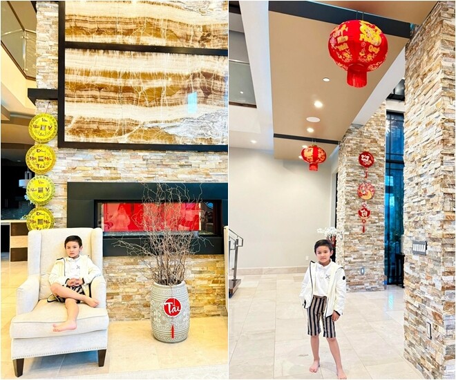  Trong những dịp lễ Tết, căn nhà cũng được trang hoàng lộng lẫy như bằng những chiếc lồng đèn và phụ kiện mang đậm nét văn hóa truyền thống Việt Nam. Dù sống tại Mỹ, Thiên Từ vẫn được mẹ dạy dỗ để luôn ghi nhớ và trân trọng những giá trị cội nguồn dân tộc.