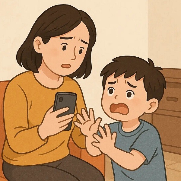 Bố mẹ cố gắng không sử dụng điện thoại trước mặt con