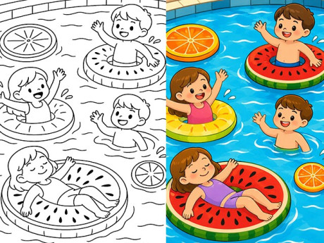 Những hoạt động mùa hè đáng yêu bước vào tranh tô màu của bé