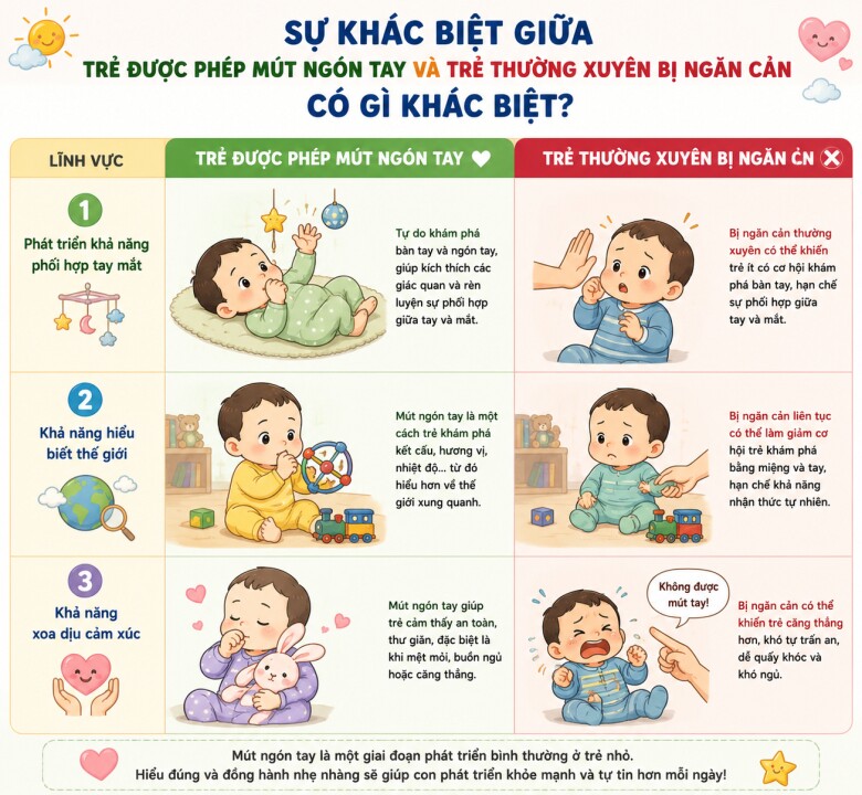 Khác biệt giữa trẻ thích mút ngón tay và trẻ không mút ngón tay sẽ dần lộ rõ khi lớn lên - 5