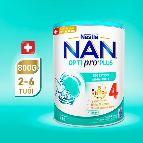 NAN Optipro Plus 4 được Nestlé giới thiệu cho trẻ 2 - 6 tuổi.