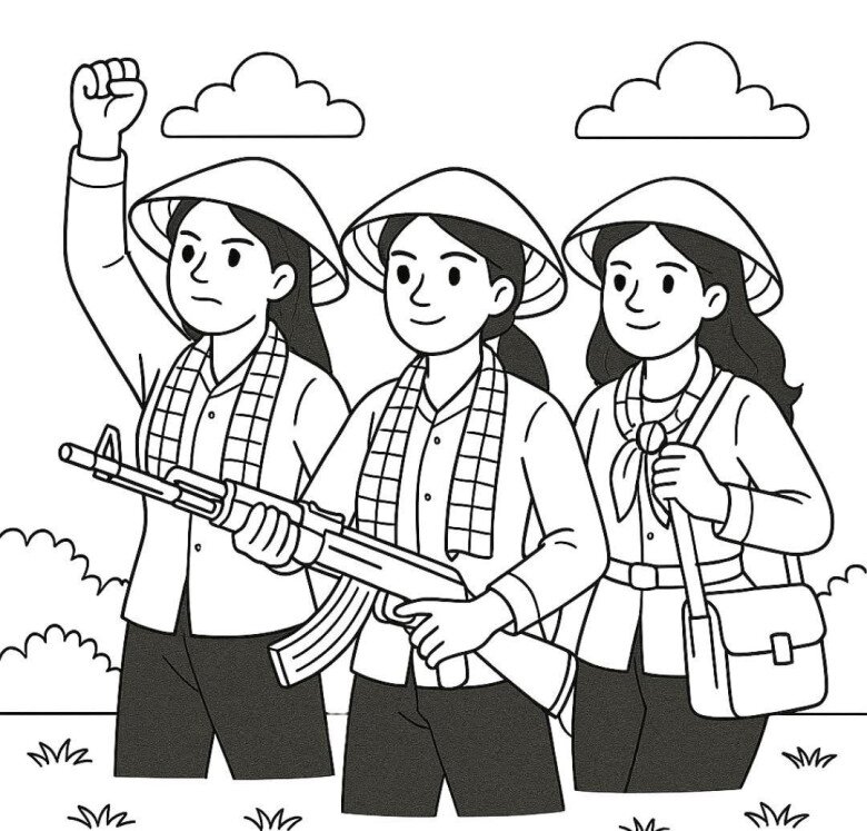 Những bức tranh tô màu bộ đội ý nghĩa và dễ tô cho bé mầm non (P2) - 11