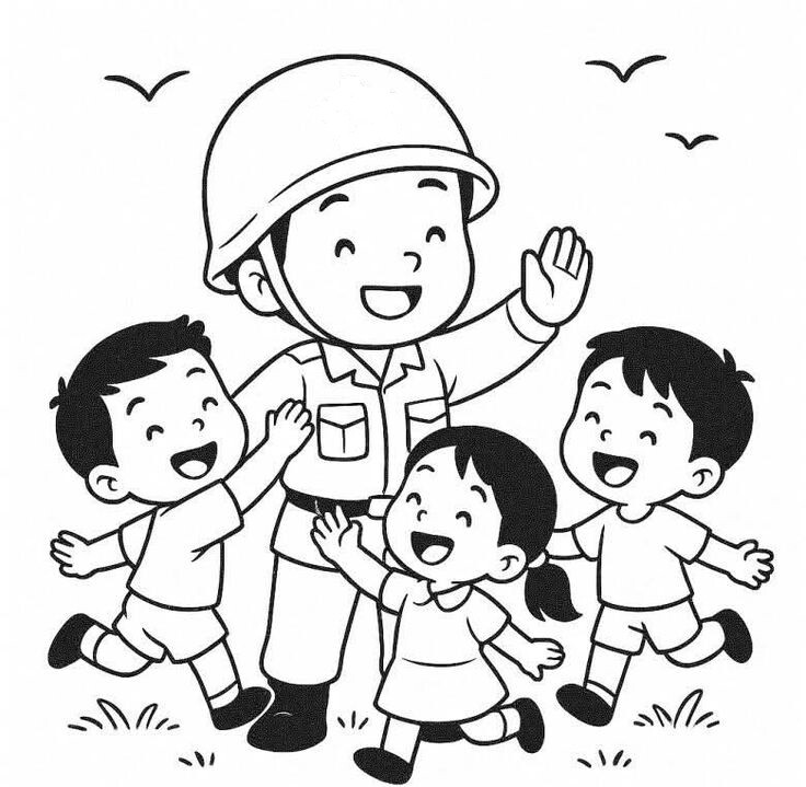 Những bức tranh tô màu bộ đội ý nghĩa và dễ tô cho bé mầm non (P2) - 12