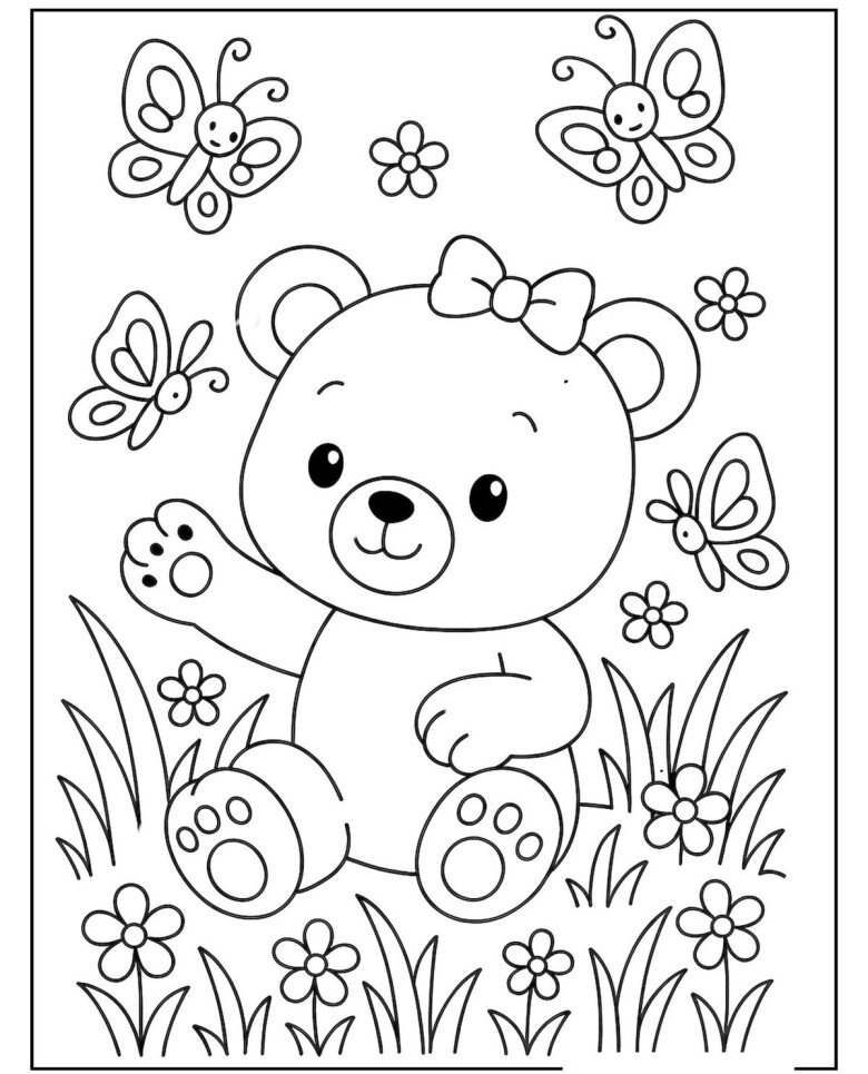 20 bức tranh tô màu gấu teddy đáng yêu giúp bé mầm non sáng tạo hơn - 9