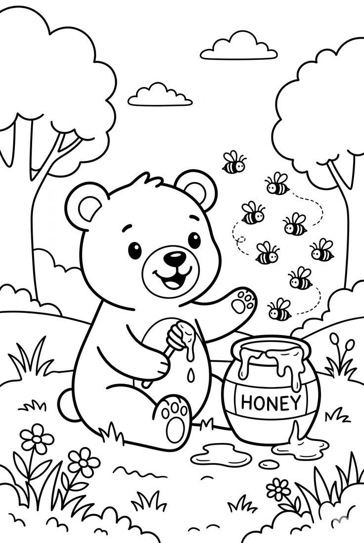 20 bức tranh tô màu gấu teddy đáng yêu giúp bé mầm non sáng tạo hơn - 11