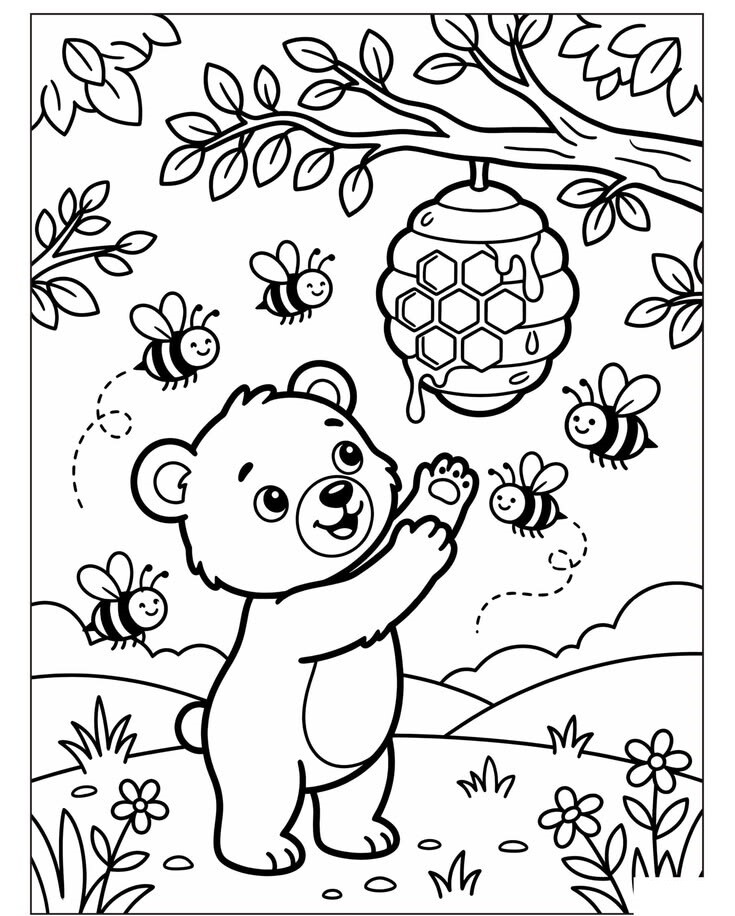 20 bức tranh tô màu gấu teddy đáng yêu giúp bé mầm non sáng tạo hơn - 12