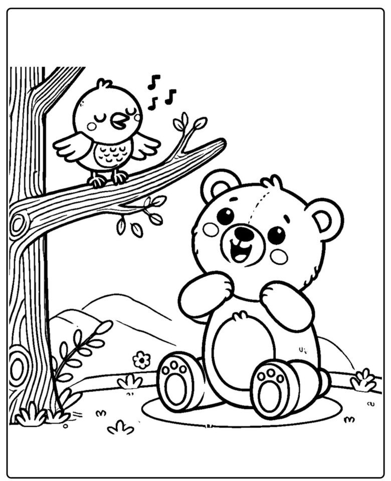 20 bức tranh tô màu gấu teddy đáng yêu giúp bé mầm non sáng tạo hơn - 13