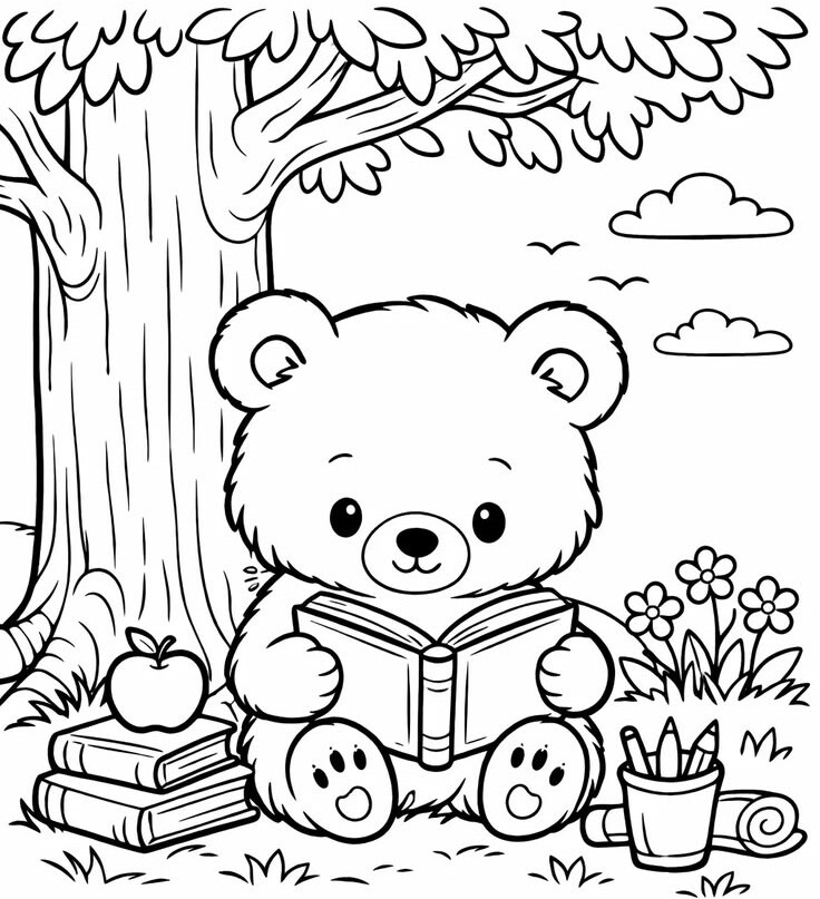 20 bức tranh tô màu gấu teddy đáng yêu giúp bé mầm non sáng tạo hơn - 3