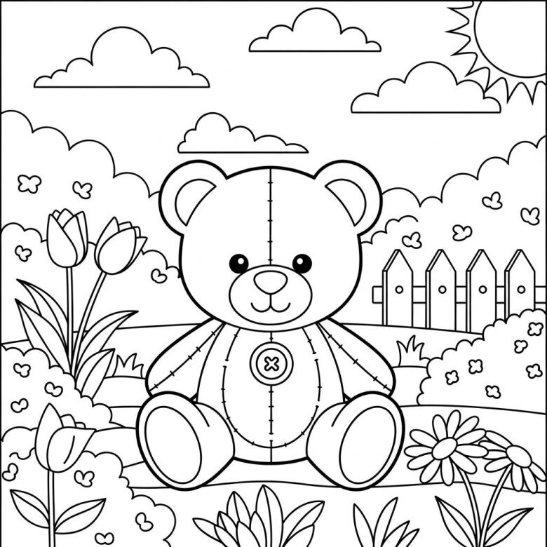 20 bức tranh tô màu gấu teddy đáng yêu giúp bé mầm non sáng tạo hơn - 5