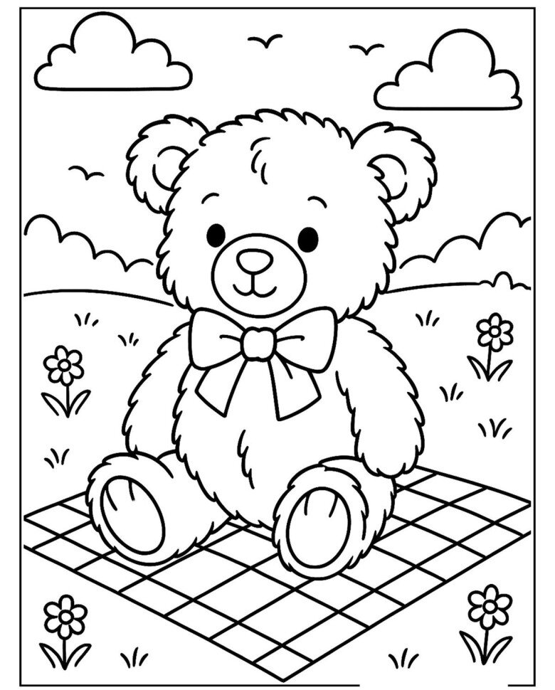 20 bức tranh tô màu gấu teddy đáng yêu giúp bé mầm non sáng tạo hơn - 6
