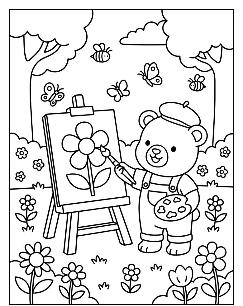 20 bức tranh tô màu gấu teddy đáng yêu giúp bé mầm non sáng tạo hơn - 7