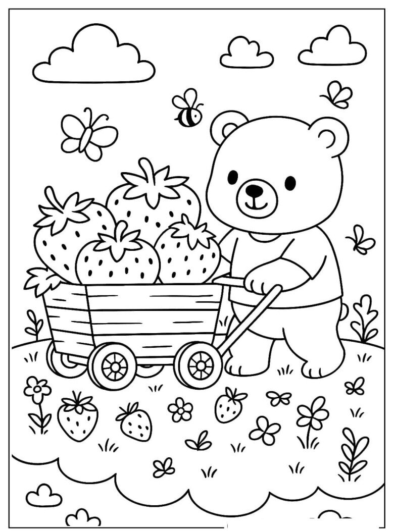 20 bức tranh tô màu gấu teddy đáng yêu giúp bé mầm non sáng tạo hơn - 8