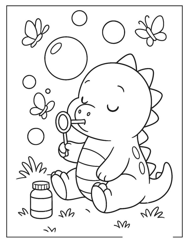 Bé khám phá thế giới khủng long chibi đáng yêu qua 20 bức tranh tô màu ngộ nghĩnh - 10