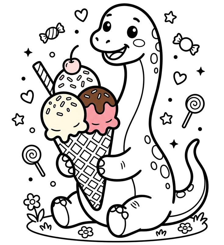 Bé khám phá thế giới khủng long chibi đáng yêu qua 20 bức tranh tô màu ngộ nghĩnh - 15
