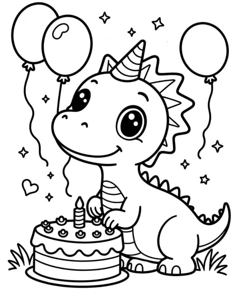 Bé khám phá thế giới khủng long chibi đáng yêu qua 20 bức tranh tô màu ngộ nghĩnh - 16