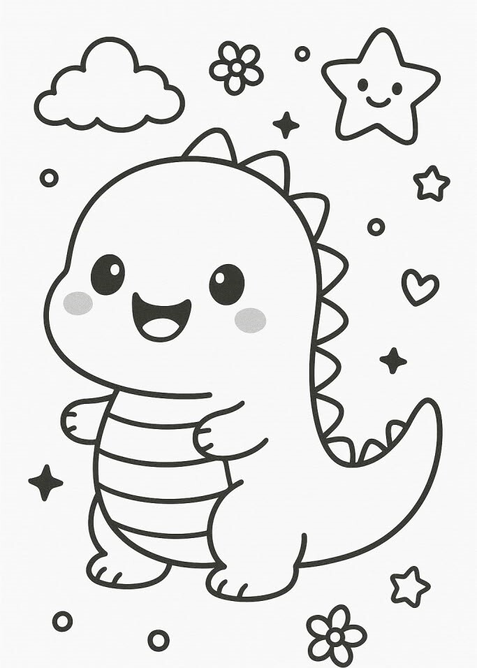 Bé khám phá thế giới khủng long chibi đáng yêu qua 20 bức tranh tô màu ngộ nghĩnh - 2