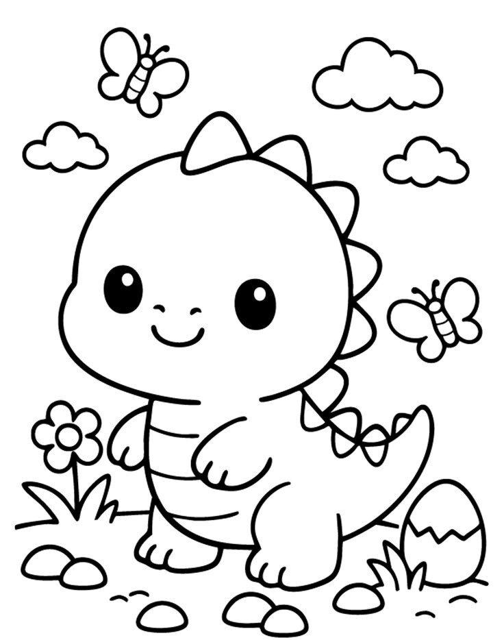Bé khám phá thế giới khủng long chibi đáng yêu qua 20 bức tranh tô màu ngộ nghĩnh - 3
