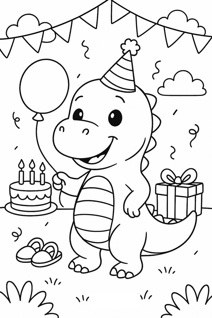 Bé khám phá thế giới khủng long chibi đáng yêu qua 20 bức tranh tô màu ngộ nghĩnh - 4