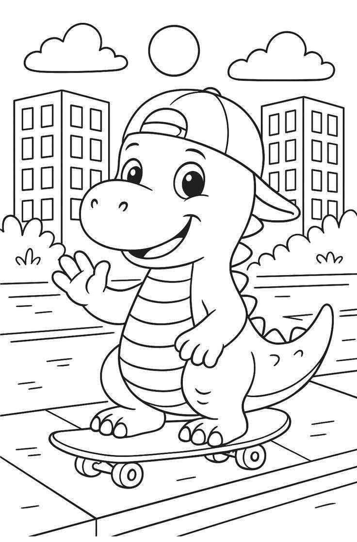 Bé khám phá thế giới khủng long chibi đáng yêu qua 20 bức tranh tô màu ngộ nghĩnh - 5