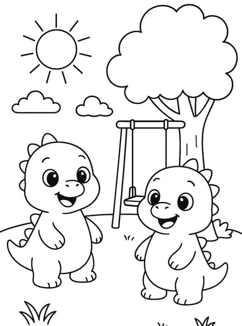Bé khám phá thế giới khủng long chibi đáng yêu qua 20 bức tranh tô màu ngộ nghĩnh - 9