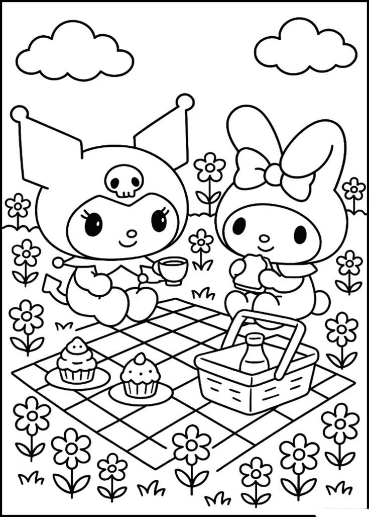 20 bức tranh tô màu thỏ Kuromi đáng yêu, cho bé mầm non thỏa sức sáng tạo - 3