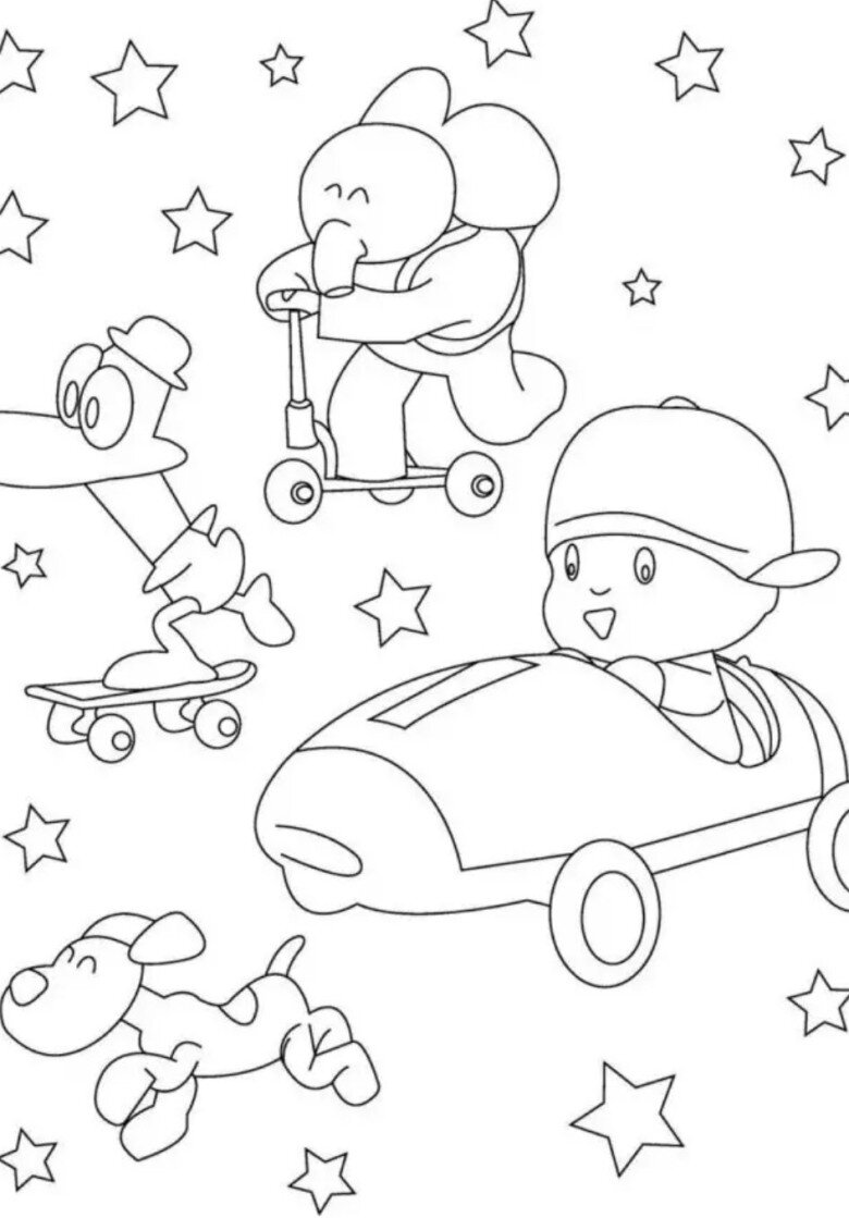 Tranh tô màu cậu bé Pocoyo, giúp trẻ phát triển tư duy, gắn kết với bố mẹ mỗi ngày - 8