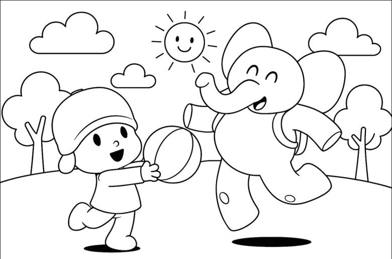 Tranh tô màu cậu bé Pocoyo, giúp trẻ phát triển tư duy, gắn kết với bố mẹ mỗi ngày - 9
