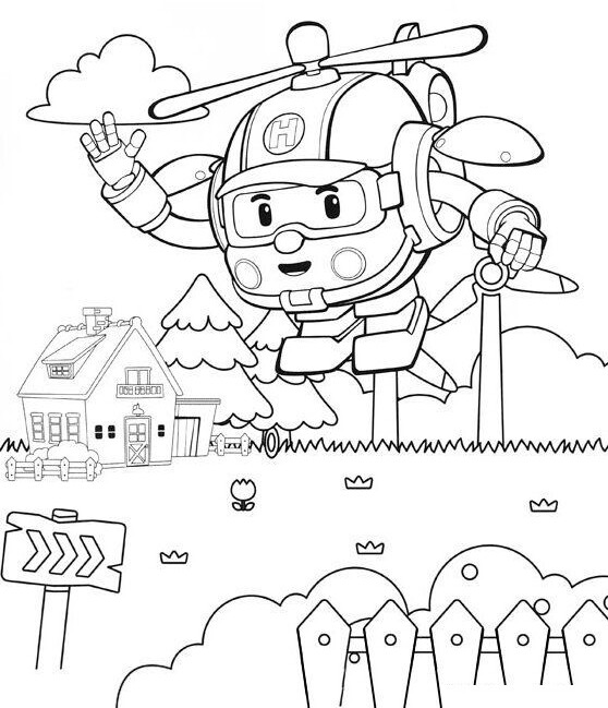 Tranh tô màu Robocar Poli, dạy bé học an toàn giao thông và kỹ năng sống