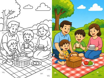 Bộ tranh tô màu picnic mùa hè đáng yêu cho bé mầm non, nhìn là muốn tô ngay