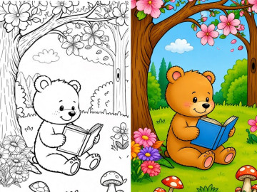 20 bức tranh tô màu gấu teddy đáng yêu giúp bé mầm non sáng tạo hơn