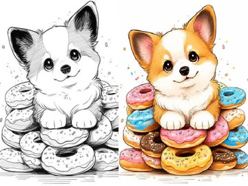 Bộ tranh tô màu chú chó Corgi siêu dễ thương, bé vừa nhìn là muốn tô ngay