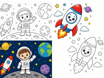 20 bức tranh tô màu giúp bé hóa thành phi hành gia nhí, bắt đầu hành trình khám phá vũ trụ bao la