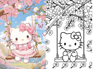 Tổng hợp tranh tô màu Hello Kitty đẹp và dễ tô dành cho trẻ mầm non